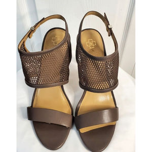 Ann Taylor Womens Strappy Brown Leather Sandals High Heel Shoes Sz 10M